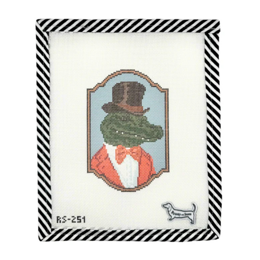 Atlantic Blue Canvas Rooney and Stitch Mr. Croc Needlepoint Canvas