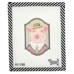 Atlantic Blue Canvas Rooney and Stitch Mr. Pig Needlepoint Canvas