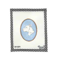 Atlantic Blue Canvas Rooney and Stitch The Pit Bull Cameo Needlepoint Canvas