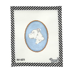 Atlantic Blue Canvas Rooney and Stitch The Pit Bull Cameo Needlepoint Canvas