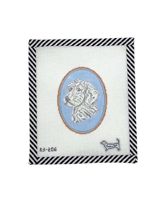 Atlantic Blue Canvas Rooney and Stitch Dog Cameo Needlepoint Canvas - Doodle