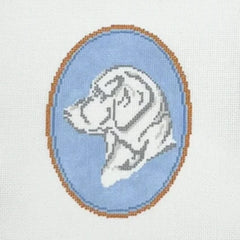 Atlantic Blue Canvas Rooney and Stitch Dog Cameo Needlepoint Canvas - Labrador