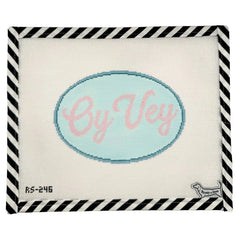 Atlantic Blue Canvas Rooney and Stitch Oy Vey Oval Needlepoint Canvas