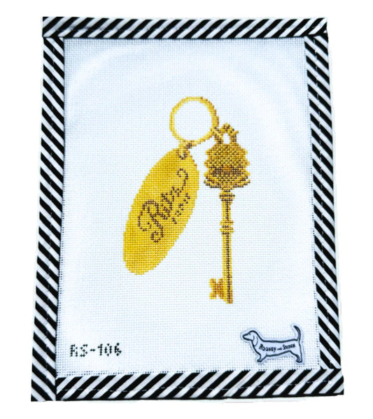 Atlantic Blue Canvas Rooney and Stitch Ritz Paris Key Needlepoint Canvas
