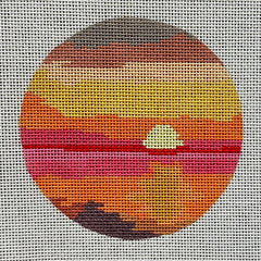 Atlantic Blue Canvas Summer Hayes Designs Caribbean Sunset Round Needlepoint Canvas