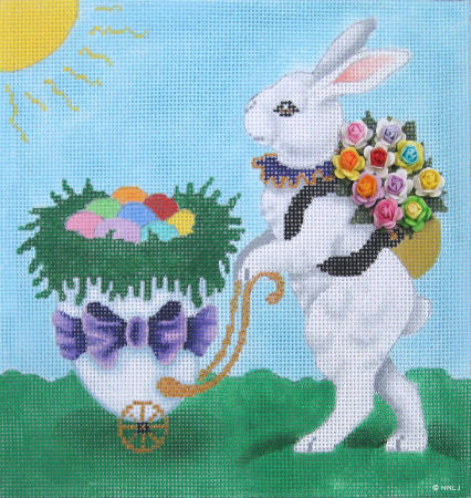 Brenda Stofft Designs Easter Rabbit Pushing Cart Needlepoint Canvas