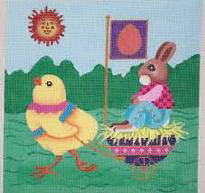Brenda Stofft Designs Chick Pulling Bunny Needlepoint Canvas