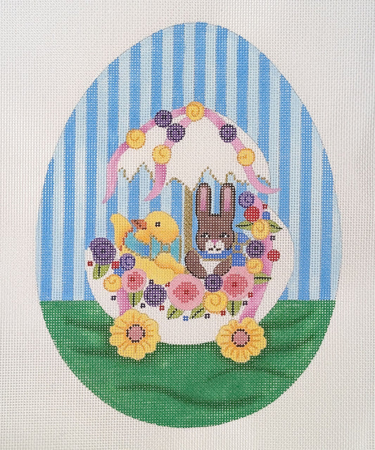 Brenda Stofft Designs Large Egg with Bunny and Chick Needlepoint Canvas
