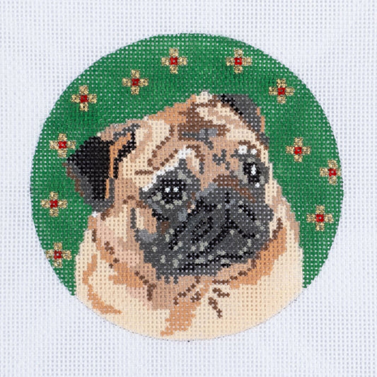 Barbara Russell Pug Dog Ornament Needlepoint Canvas