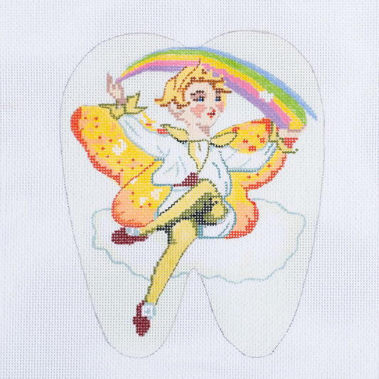 Barbara Russell Fairy with Rainbow Tooth Fairy Pillow Needlepoint Canvas