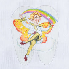 Barbara Russell Fairy with Rainbow Tooth Fairy Pillow Needlepoint Canvas