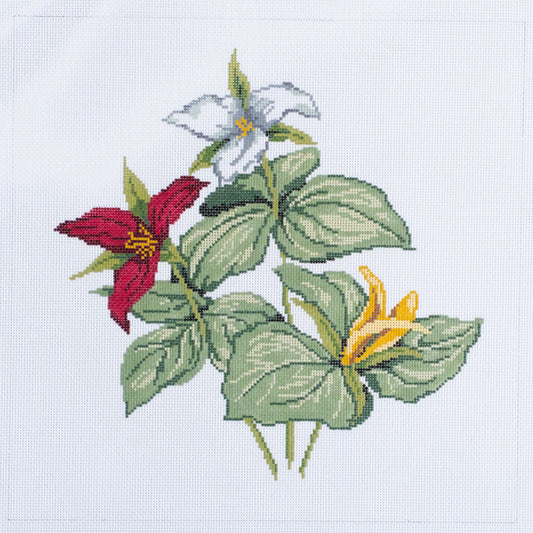 Barbara Russell Wildflower: Trillium Needlepoint Canvas