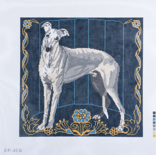 Barbara Russell Greyhound Dog Needlepoint Canvas
