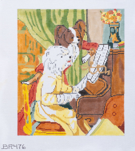 Barbara Russell Renoir's Westie and Papillion Needlepoint Canvas