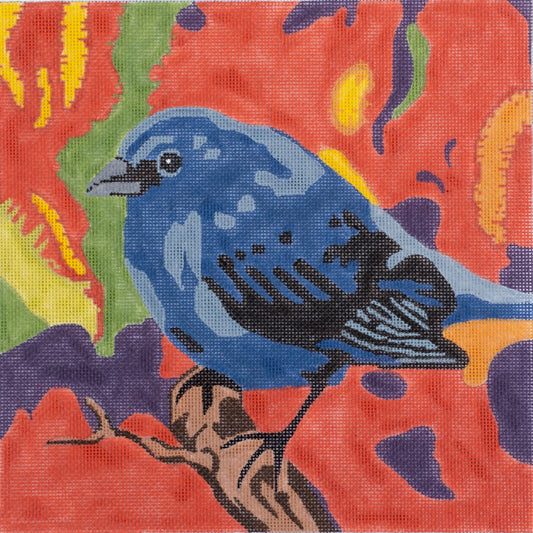 Barbara Russell Indigo Bunting Bird Needlepoint Canvas