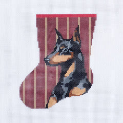 Barbara Russell Doberman Dog Mini Stocking Needlepoint Canvas
