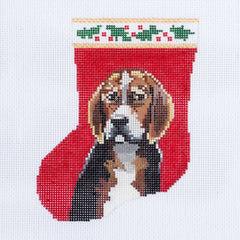 Barbara Russell Beagle Dog Mini Stocking Needlepoint Canvas