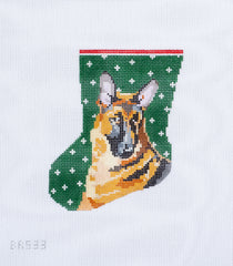 Barbara Russell German Shepherd Dog Mini Stocking Needlepoint Canvas
