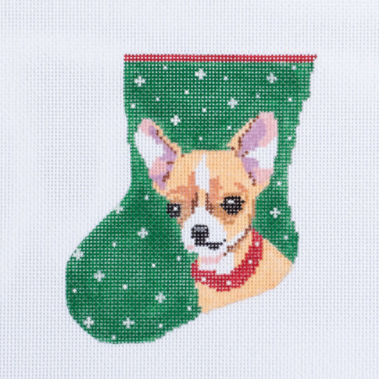 Barbara Russell Chihuahua Dog Mini Stocking Needlepoint Canvas