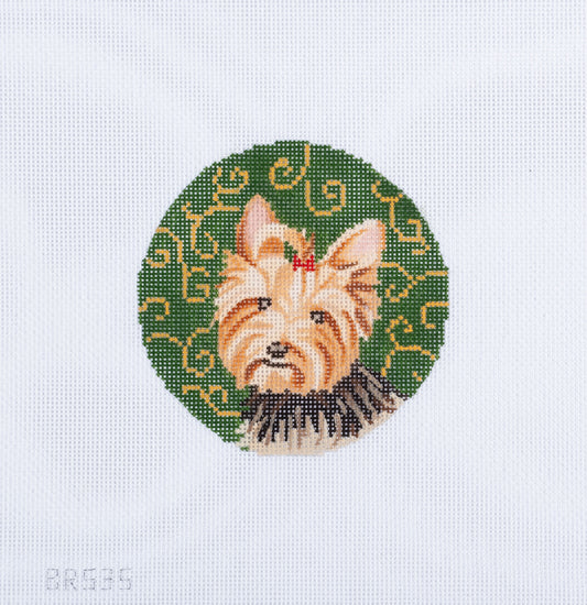 Barbara Russell Westie Dog Round Needlepoint Canvas