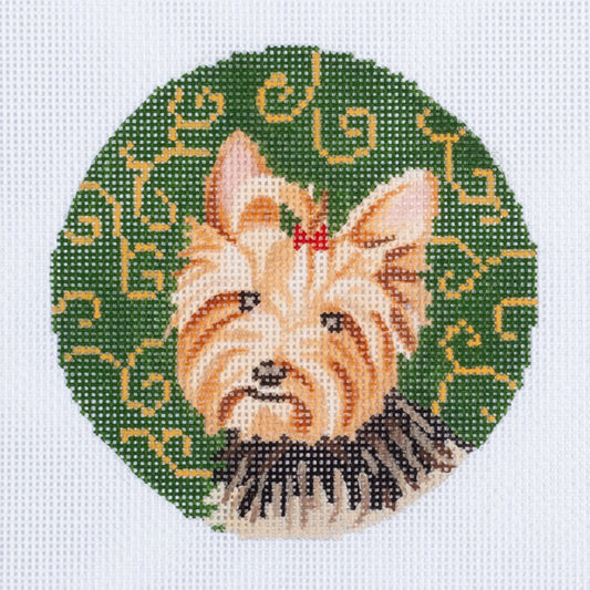 Barbara Russell Westie Dog Round Needlepoint Canvas