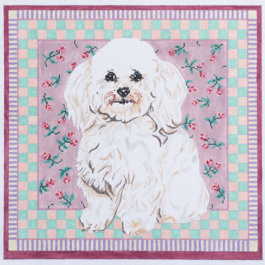 Barbara Russell Bichon Frise Dog Needlepoint Canvas