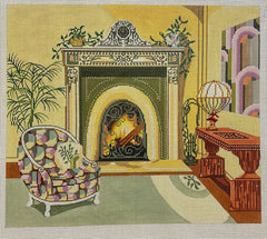 Barbara Russell By the Fire Needlepoint Canvas