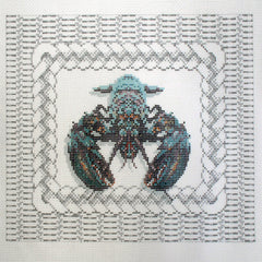 Barbara Russell Designs Lobster On Wicker Basket Needlepoint Canvas