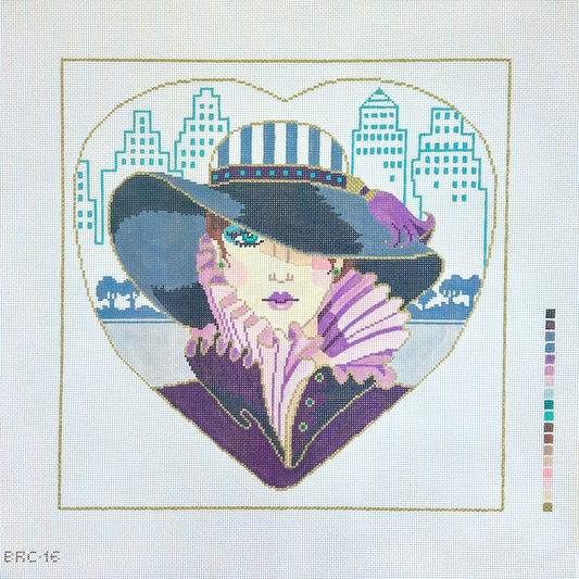 Barbara Russell Designs by Clarice Lady Chicago Heart Needlepoint Canvas