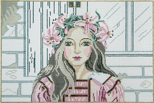 Barbara Russell Designs by Clarice Pink Tiger Lily Girl Needlepoint Canvas