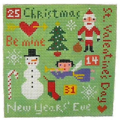 Birds of a Feather Holiday Seasons Winter Needlepoint Canvas