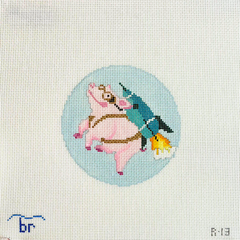 Blue Ridge Stitchery Rocket Pig Needlepoint Canvas