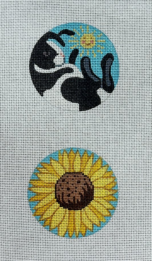 Brenda Stofft Designs Two Sided Bunny Medallion with Sunflower Needlepoint Canvas