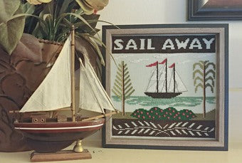 By The Bay Needleart Sail Away Sailboat Cross Stitch Pattern