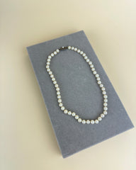 Vintage Single Strand Pearl Necklace with Sterling Silver and Pearl Clasp
