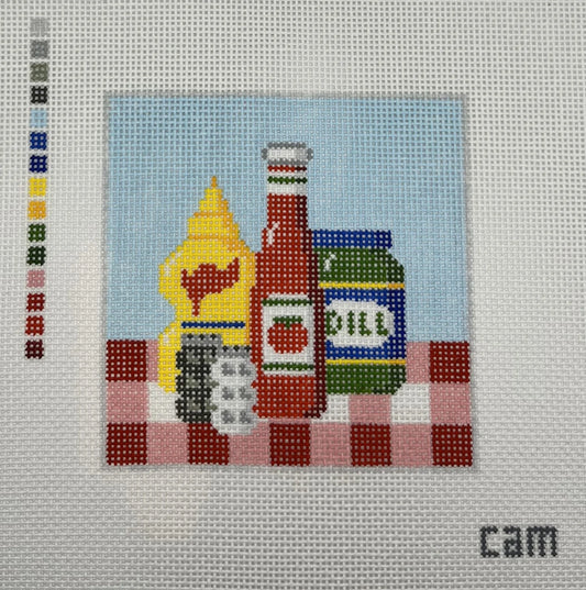 CAM Designs Grilling Condiments Needlepoint Canvas