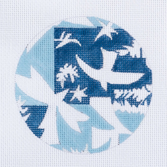 Changing Woman Designs Matisse Polynesian Birds Ornament Round Needlepoint Canvas