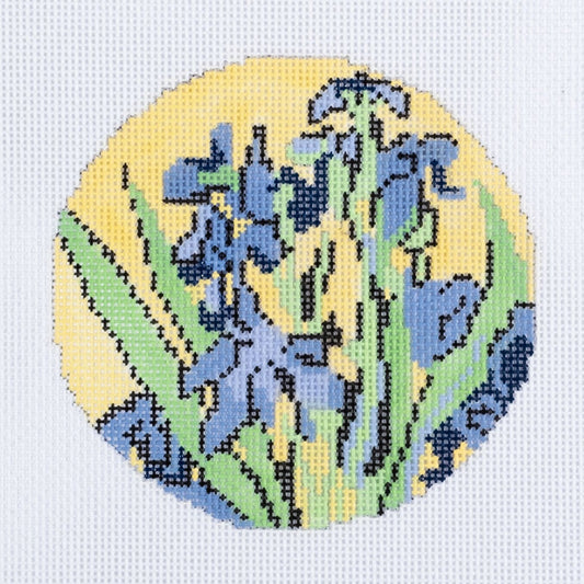 Changing Woman Designs Van Gogh Irises Round Ornament Needlepoint Canvas