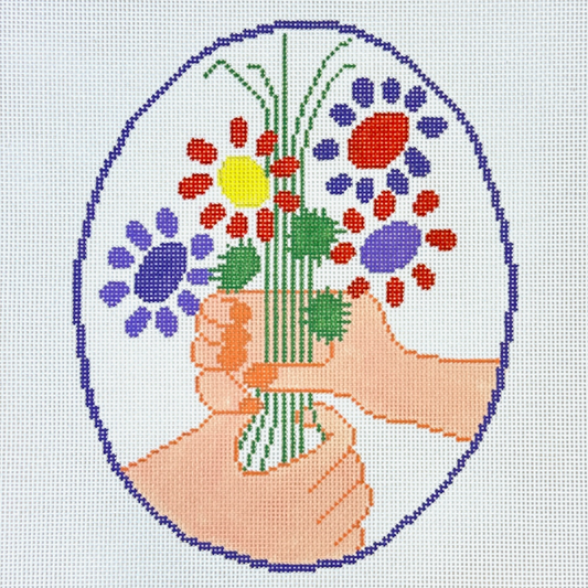 Changing Woman Designs Handful of Flowers Oval Needlepoint Canvas
