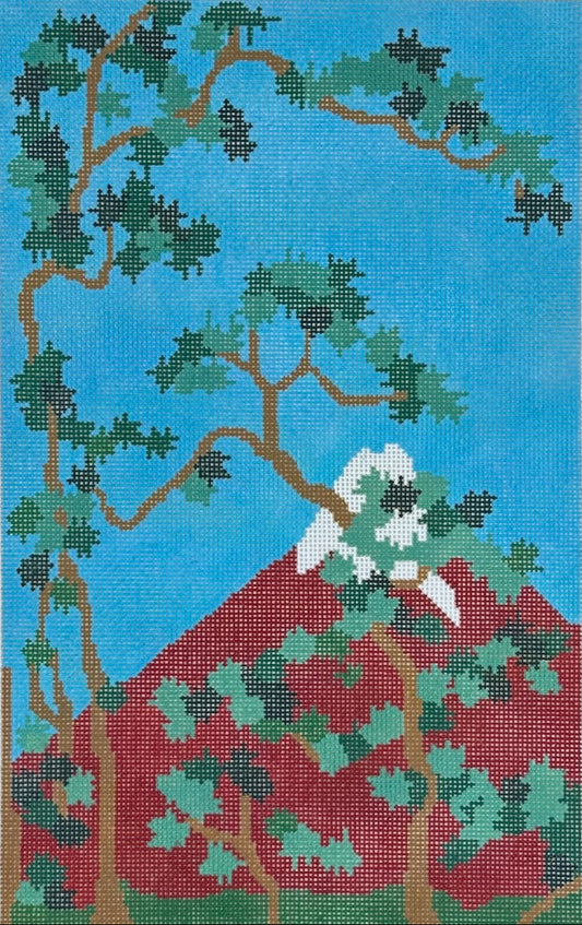 Changing Woman Designs Hokusai Mount Fuji and Pines Needlepoint Canvas