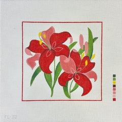 Changing Woman Designs Red Lillies Needlepoint Canvas