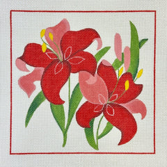 Changing Woman Designs Red Lillies Needlepoint Canvas