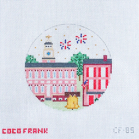 Coco Frank Philadelphia Round Needlepoint Canvas