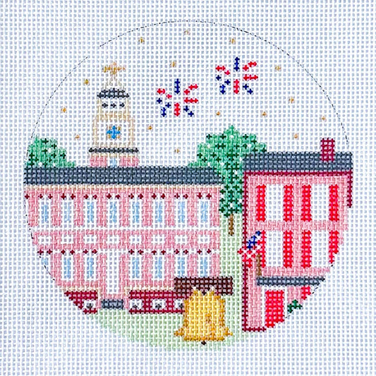 Coco Frank Philadelphia Round Needlepoint Canvas