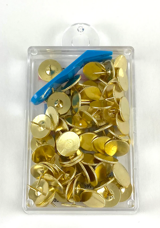 Colonial Needle Co Brass Thumbtacks - Package of 60 with Remover