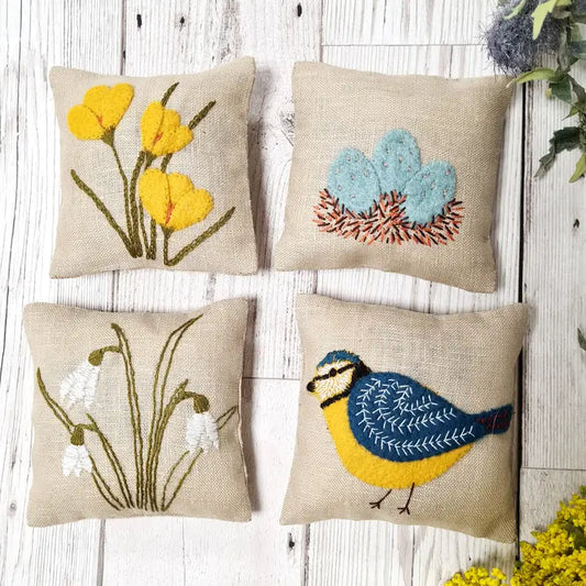 Corinne Lapierre Linen Lavender Bags Embroidery Kit - Spring Garden