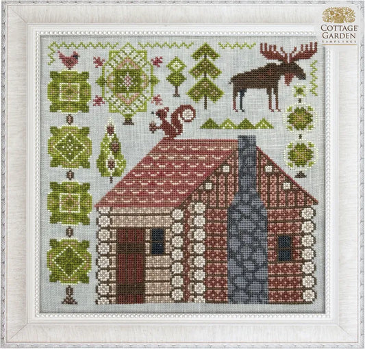 Cottage Garden Samplings Fabulous House Series Part 12: Log Cabin Cross Stitch Pattern