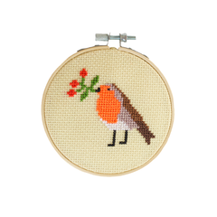 Cotton Clara Robin & Berry Beginner Counted Cross Stitch Kit