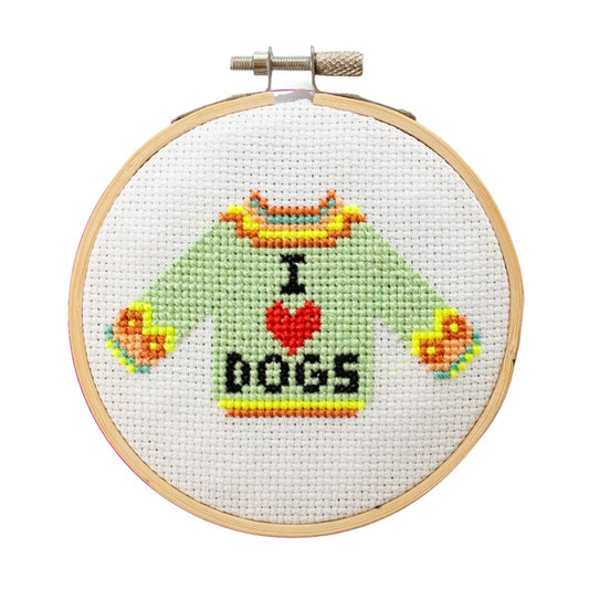 Cotton Clara I Love Dogs Sweater Cross Stitch Kit