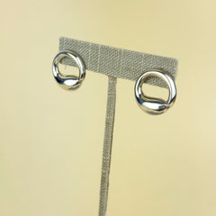 Vintage Sterling Silver Puffy Circle Post Earring